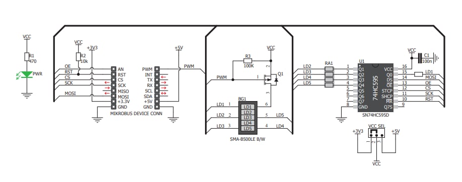 Schematic - Mikroe MIKROE-3264 BarGraph 3 Click